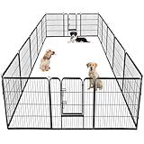 BestPet Dog Playpen Indoor 40 inch 16 Panels Metal Dog Pen Pet Dog Fence Outdoor Exercise Pen with Doors,Pet Puppy Playpen for RV Camping Yard, Black