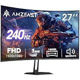 Amzfast 27 inch 240Hz Curved Monitor, FHD 1080p Gaming Monitor, Built-in Speakers, FreeSync, MPRT 1ms, 130% sRGB, 4000:1, 1500R, VESA Mount, HDMI 2.0&DP 1.4, 12 Months Warranty, AMZG27C1 Pro