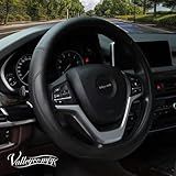 Valleycomfy Microfiber Leather Steering Wheel Cover Large-Size for F150 F250 F350 Ram 4Runner Tacoma Tundra Range Rover Model S X with 15 1/2 inches-16 inches Outer Diameter (Black)