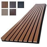 NeatiEase Wood Panels for Wall, 4-Piece 96" x 12.6" Soundproof Wood Slat Wall Panel for Interior Wall Decor Noise Cancelling, Acoustic Wall Panels, Sound Absorbing Panel (Teak)