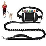 Hands Free Dog Leash, Waist Running Leash with Zipper, Walking Pouch for Medium Large Dogs, Dual Handle and Retractable Bungee for Training Jogging Hiking