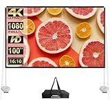 Outdoor Projector Screen with Stand 100 Inch: Portable Projection Screen 16:10 4K HD Outdoor Movie Screen with Carry Bag for Home Backyard Theater