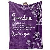 GiltGlimmer Grandma Gifts, Grandma Floral Blanket 50" x 60", Purple