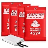 Emergency Fire Blanket for Home Kitchen - KANHIRO Fiberglass Fire Suppression Blanket Great for School, Fireplace, Grill, Car, Office, Warehouse (4 Pack, 39 in X 39 in)