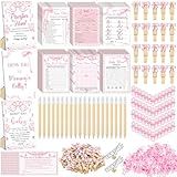 Sherr 476 Pink Bow Coquette Baby Shower Games 6 Sets Activities Card Pacifier Hunt Game 50 Pacifier How Big Is Mommy's Belly Sign 50 Guessing Card 2 Measuring Tape Don't Say Baby Sign 50 Clothespin