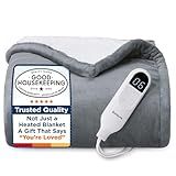 Bedsure Heated Blanket Throw Blanket - Fast Heating Electric Blanket, GentleSoft Flannel Heated Throw with 4 Time Settings, 6 Heating Settings, Warm Gifts for Grandma (50x60 inches, Grey)