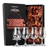 Whiskey, Scotch, Bourbon Tasting Glasses | Set of 4 Crystal Snifters | Professional 4 oz Tulip Shaped Nosing Copitas with Short Stem | Small Stemmed Gift Sniffers for Sipping Neat Liquor