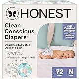 The Honest Company Comfort Dry Disposable Diapers for Sensitive Skin, Hypoallergenic, Above It All + All The Alpacas, Club Box Size Newborn 72 Count