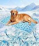 YAOGEG Upgraded Dog Cooling Mat Light Blue Cooling Mat for Dogs Cats Indoor/Outdoor Ice Silk Self Sleeping Kennel Pad,Washable & Portable