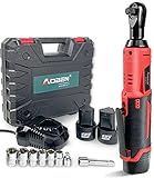 AOBEN Cordless Electric Ratchet Wrench Set, 3/8" 12V Power Ratchet Tool Kit With 2 Packs 2000mAh Lithium-Ion Battery And Charger