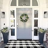 MUBIN Cotton Buffalo Plaid Rug, 27.5x43 Black and White Outdoor Rug Front Door Decorative Mat, Washable Doormat Foldable Area Rug Layered Door Mats Rug for Front Porch, Entryway, Patio