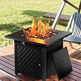 AMADA HOMEFURNISHING 28" Propane Fire Pit, CSA Certified, 60,000 BTU Auto-Ignition Gas Fire Pit Table, Stainless Steel Burner and Lava Rocks, Outdoor Garden Backyard Patio