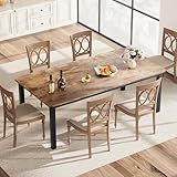 GarveeHome Industrial Dining Table for 6-8 People, 78.7" Long Kitchen Table with Sturdy Metal Frame & Seats 6 Rectangular Counter for Dinner, Kitchen (Only Table)