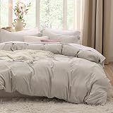 Bedsure Duvet Cover King Size-3 Pieces Prewashed 100% Polyester -Like Extra Soft Bedding Set, Includes 1 Duvet Cover 104x90 Inches with Zipper Closure & 2 Pillow Shams,Linen, Comforter Not Included
