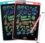 LCD Writing Tablet, 2 Packs Drawing Pads for Kids 3 4 5 6 Years Old 8.5 Inch Colorful Lines Doodle Scribble Boards Educational Toys for Boys Girls Road Trip EssentialsTravel Game Toys,Pink+Blue