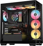 CORSAIR 3500X LX RGB Link Panoramic Mid-Tower PC Case – 3X Pre-Installed Fans, High Airflow, Spacious Interior, GPU Anti-Sag, Reverse Connection Motherboard Compatible – Black