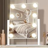 NUSVAN Vanity Mirror with Lights, Makeup Mirror with Lights,3 Color Lighting Modes Detachable 10X Magnification Mirror Touch Control,360°Rotation, White.