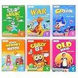 Upgraded Kids Card Games Pack, 6 Decks, Go Fish, Old Maid, Crazy Eights, Memory Match, Slap Jack, War, Playing Cards, Easter Basket Stuffers, Stocking Stuffers