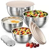 Winproper Stainless Steel Mixing Bowls with Lids Set, 4 Pack Cooking Bowls