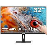 32 Inch 4K Touch Monitor, 144Hz UHD 3840x2160 Desktop Monitor 10-Point Touchscreen, HDMI 2.1 & DP 1.4 & Type-C, HDR 400, Height-Adjustable & Rotatable Stand VESA Mountable External Touch Screen for PC