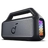 Soundcore Boom 2 By Anker, Outdoor Speaker, 80W, Subwoofer, BassUp 2.0, 24H Playtime, IPX7 Waterproof, Floatable, RGB Lights, USB-C, Custom EQ, Portable for Camping and Beach - Black