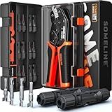 SOMELINE Solar Connector Crimping Tool Kit, 14-10 AWG Crimper for Solar Panel Cable Wire with 6 Pairs Solar Connectors and Spanners, Solar Installation Assembly Tools - Solar Panel Connectors