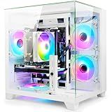 LXZ Gaming PC Desktop Computer - Ryzen 5 5500, Radeon RX 6500XT 4GB, 16GB DDR4 RAM, 512GB NVME SSD, Prebuilt Tower PC for Home & Office Work Every Day Use (White)
