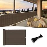 SUNNY GUARD 3'x10' Brown Balcony Deck Privacy Screen Fence, Apartments Railing Screen, Heavy Duty Wind Screen for Outdoor,Backyard,Patio,Deck Privacy(We Make Custom Sizes)