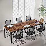 Tribesigns 6.5 FT Conference Room Table, 78.74" W x 27.56" D Large Office Conference Table, Modern Seminar Meeting Table Desk for Boardroom, Meeting Room (1, Rustic Brown)
