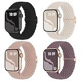 Braided Stretchy Solo Loop Compatible for Apple Watch Band 38mm 40mm 41mm 42mm 44mm 45mm 46mm 49mm for Women Men, Nylon Elastic Straps Wristbands for iWatch Series 10 9 8 7 6 SE 5 4 3 2 Ultra Ultra 2