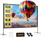 Outdoor Projector Screen with Stand - 100 Inch Portable Projector Screen Indoor and Outdoor Projector Screens 16:9 5K HD Wrinkle Free Lightweight Movie Screen with Carry Bag,Enioy Movie Nights