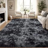 PLHXFR 8x10 Area Rugs Living Room: Fluffy Bedroom Soft Shag Rug Black Grey