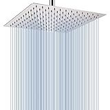 Voolan Rain Shower Head - High Flow Large Rainfall Shower Heads Made of Stainless Steel - Waterfall Bathroom Square Showerhead - Ceiling or Wall Mount (12" Chrome)