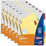 Avery Binder Dividers - 5-Tab Insertable Multicolor Big Tabs for Binders, 6 Sets of Dividers (11109)