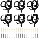 Dunzy 6 Counts Horse Bridle Rack Wall Mount Metal Bridle Hooks Bracket Halter Hanger Heavy Duty Horse Tack Storage Holder with Tubes and Screw for Tack Room Barn Stable Supplies, Black