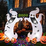 Halloween Inflatable, SHDEJTG 16 FT Giant Ghost Pumpkin Arch Inflatable Decoration with Rotating LED Color Light for Outdoor, Holiday, Party, Yard, Garden