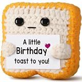 A little Birthday Toast to you - Funny Happy Birthday Gifts for Women, Men, Mom, Dad, Sister, Best Friend - Unique Birthday Decorations Crochet Toast Gift Card for Her Him Coworker Gifts Ideas