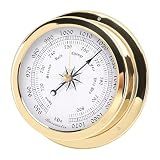 Yechiry 4.7 Inch Brass Barometer, Accurate Air Pressure Measurement Barometer, White Dial with Black Gold Scales for Yachts, Cargo Ships, Vessels, Marine & Home
