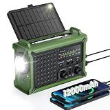 Emergency Weather Radio with Large Solar Panel, Real 12000mAh Battery