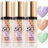 3PCS 3 In 1 Primer for Face Before Makeup, SPF 50 Sunscreen Isolation Cream