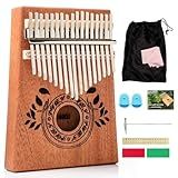 UNOKKI 17-Key Kalimba Thumb Piano - Portable Mahogany Percussion Mbira Instrument - Beginner Tuning Set, Music Instruments for Kids Gifts - Light Brown