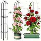 6.2ft Garden Obelisk Trellis for Climbing Plants Rustproof Metal Pipe with Heavy Duty Plastic Coated Garden Outdoor Indoor Potted Plant Support for Clematis Vine Jasmine Support