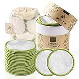 Greenzla Reusable Makeup Remover Pads (20 Pack) Washable Laundry Bag & Round Box for Storage, Reusable Bamboo Cotton Rounds for All Skin Types