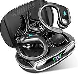 sajawass Wireless Earbuds, Bluetooth Headphones 5.3 HiFi Stereo Ear Buds, 80H Bluetooth Earbuds with Dual LED Display Charging Case, IPX7 Waterproof Earphones for Android iOS Black