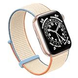 Bifeiyo Compatible with Apple Watch Bands Women Men 46MM 45MM 44MM 42MM 41MM 40MM 38MM,Nylon Sport Loop Strap for iWatch Series 10 9 8 7 6 5 4 3 2 1 SE Ultra(38/40/41/S10-42mm,Cream)