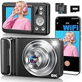 5K Digital Camera for Photography, 64MP Touchscreen WiFi Camera with Autofocus 6X Optical & 16X Digital Zoom, Dual-Lens Vlogging Camera for YouTube Video Anti-Shake, Travel Compact Camera with Flash