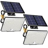 SUPERDANNY Solar Outside Lights with 113 Bright LEDs 7000K, Motion Sensor Outdoor Flood Lights Dusk to Dawn with 16ft Cable IP65 Waterproof, Security Light for Garden Barn Porch 2 Pack