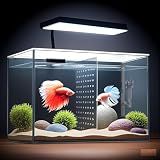 iPriro 3 Gallon 12.6” L Fish Nano Glass Aquarium, with Separator Plate for Betta, Multi-Functional Square Fish Tank with Filter, LED Light, Black 4mm Glass