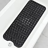 Linoows Bathtub and Shower Mats, Extra Long Non-Slip Bath Mat 39 x 16 Inch, Machine Washable Bath Tub Mat with Suction Cups & Drain Holes for Bathroom, Black