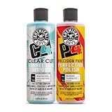 Chemical Guys C4 & P4 Clear Cut Correction Compound and Precision Paint Perfection Polish Combo - Removes Scratches, Swirls, Towel Marks, and Etching, Restores Gloss, Polishing Kit - 2 x 16 oz